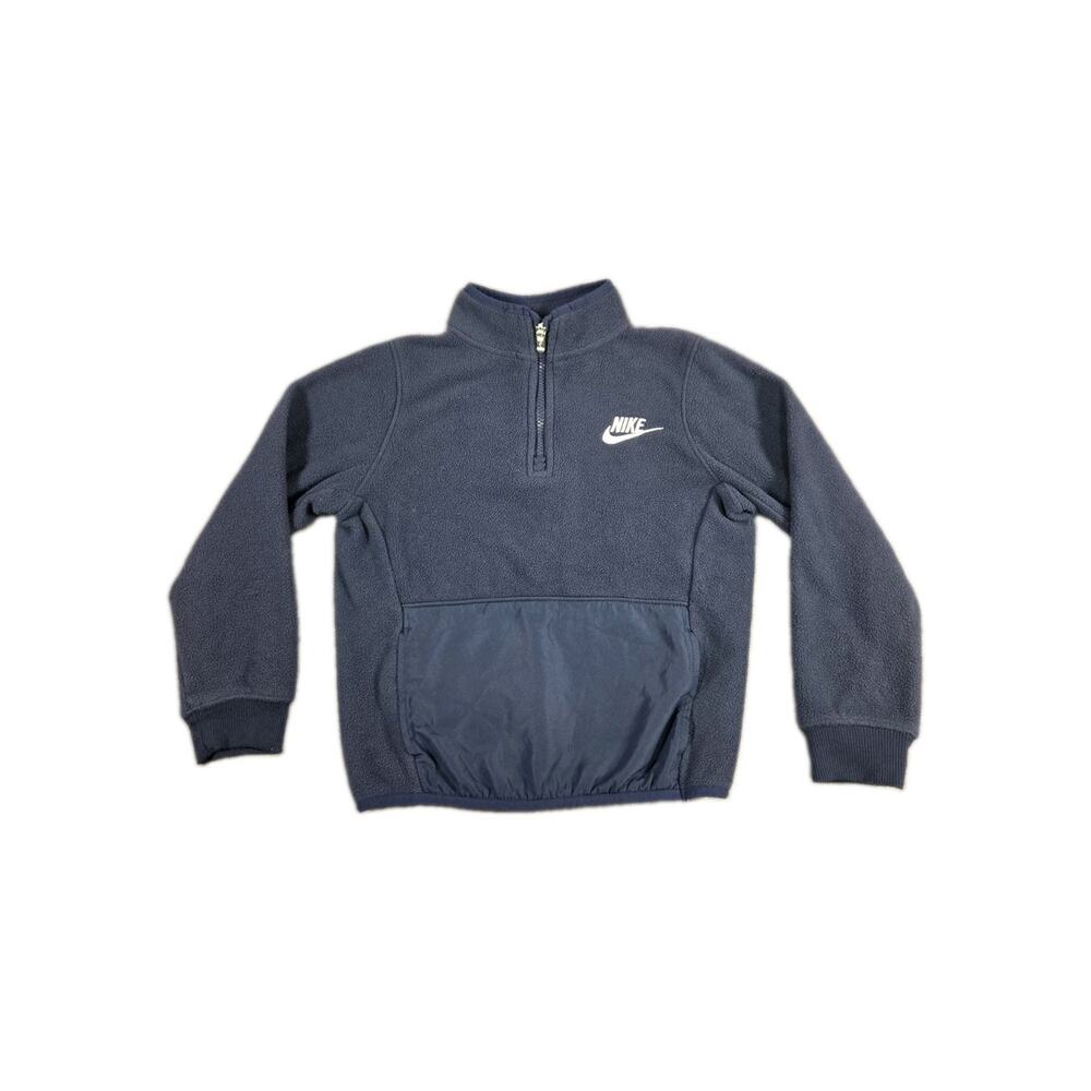 Nike Kids Size M 5-6 YRS Navy Blue Fleece Quarter Zip Pullover Sweater C17